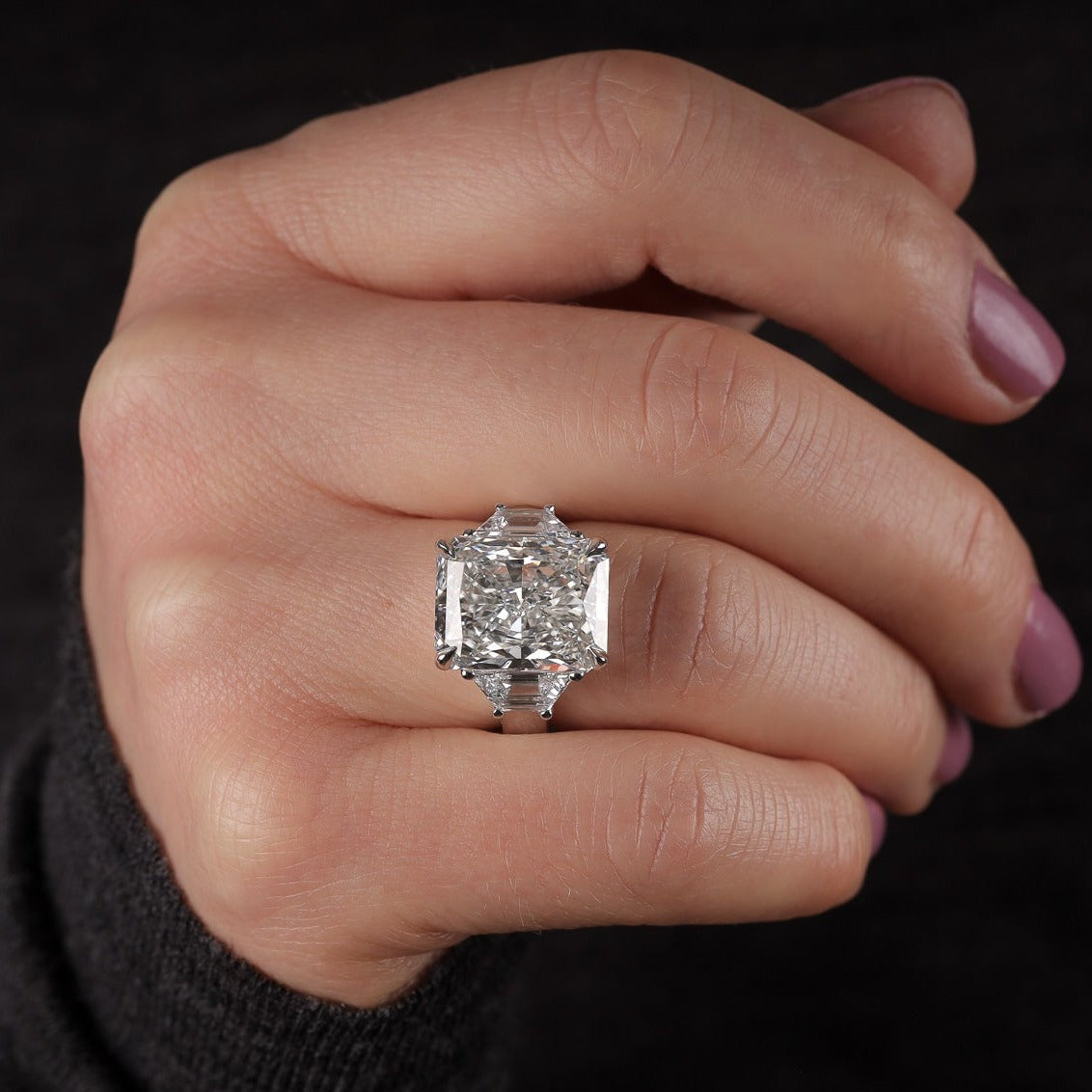 10 Carat Radiant Three Stone Diamond Ring