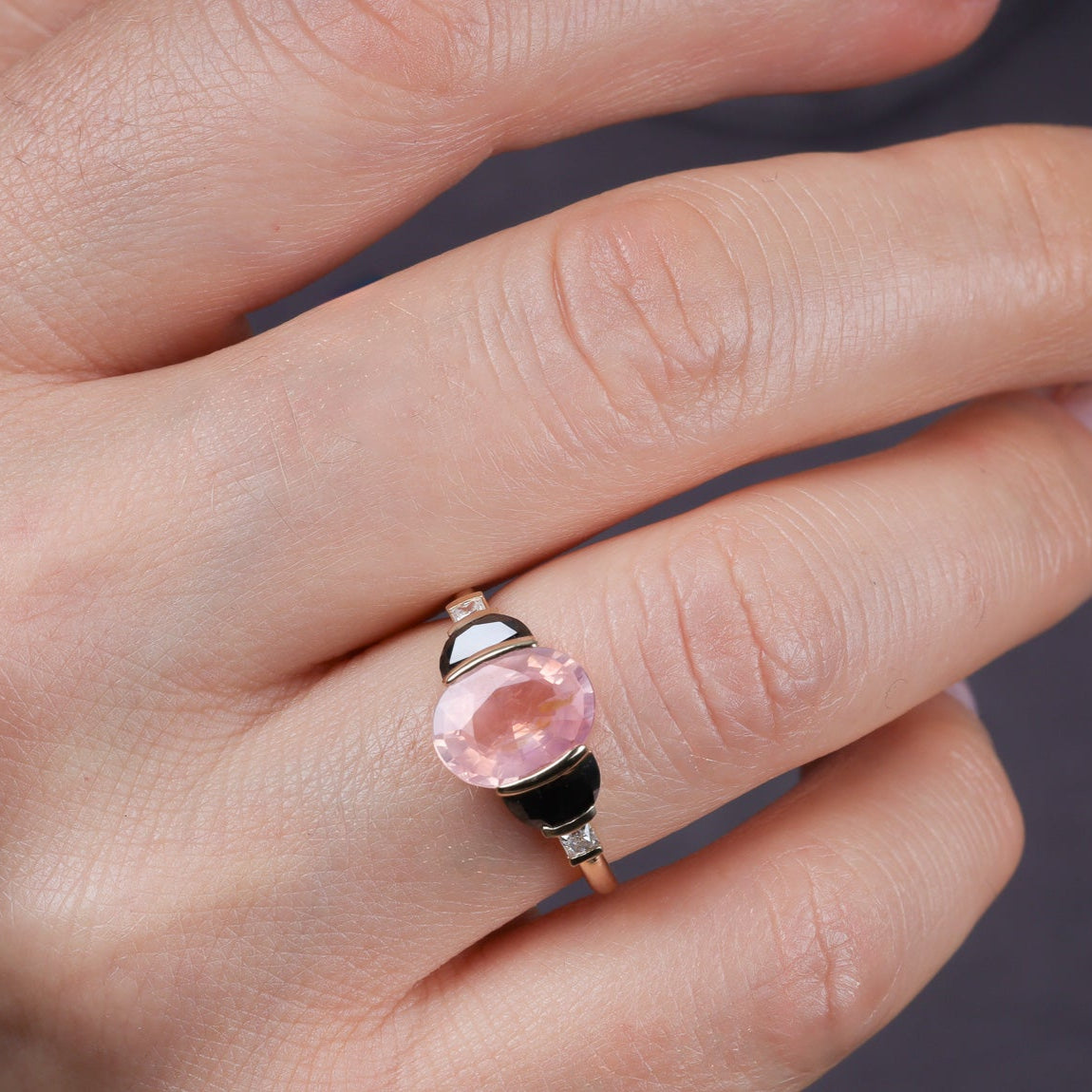 2.75 Carat Padparadscha Sapphire Five Gemstone Ring