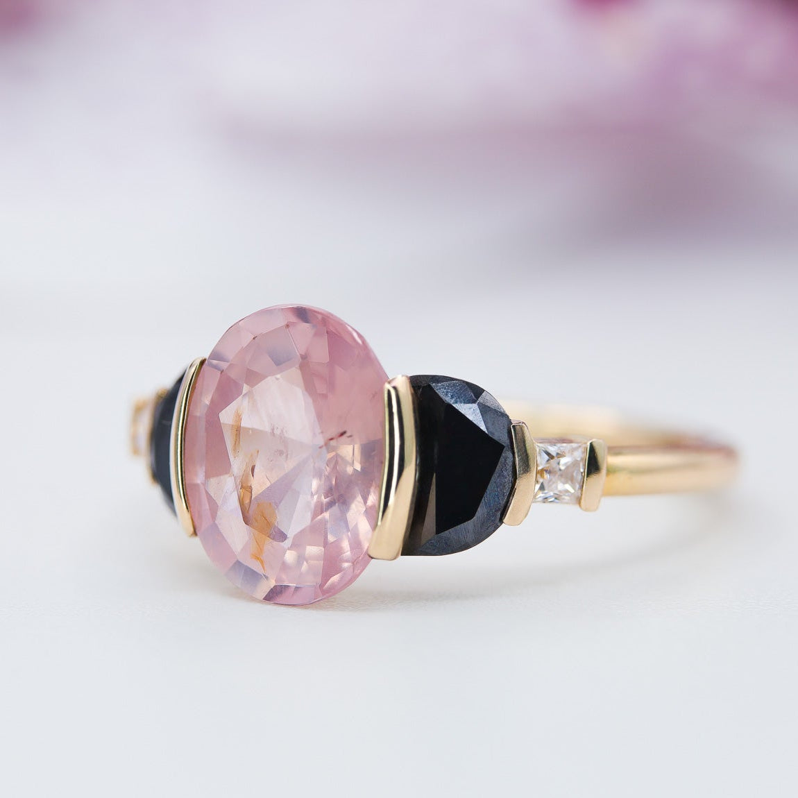2.75 Carat Padparadscha Sapphire Five Gemstone Ring