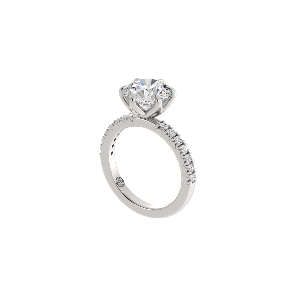 Engagement Ring Petal Basket with French Pave