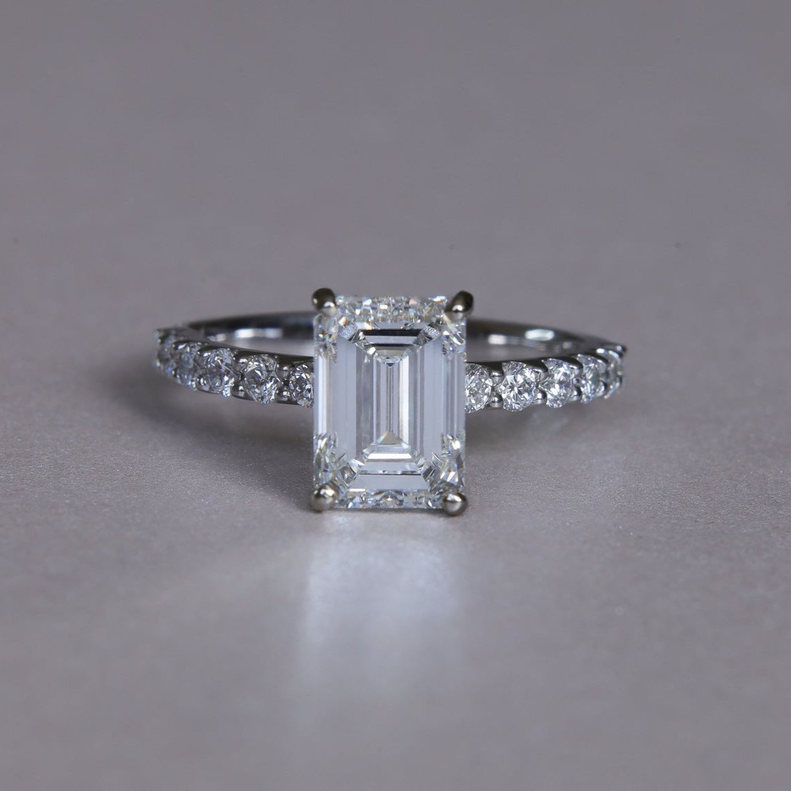 3 Carat Emerald Hidden Halo French Pave Engagement Ring Ready to Ship