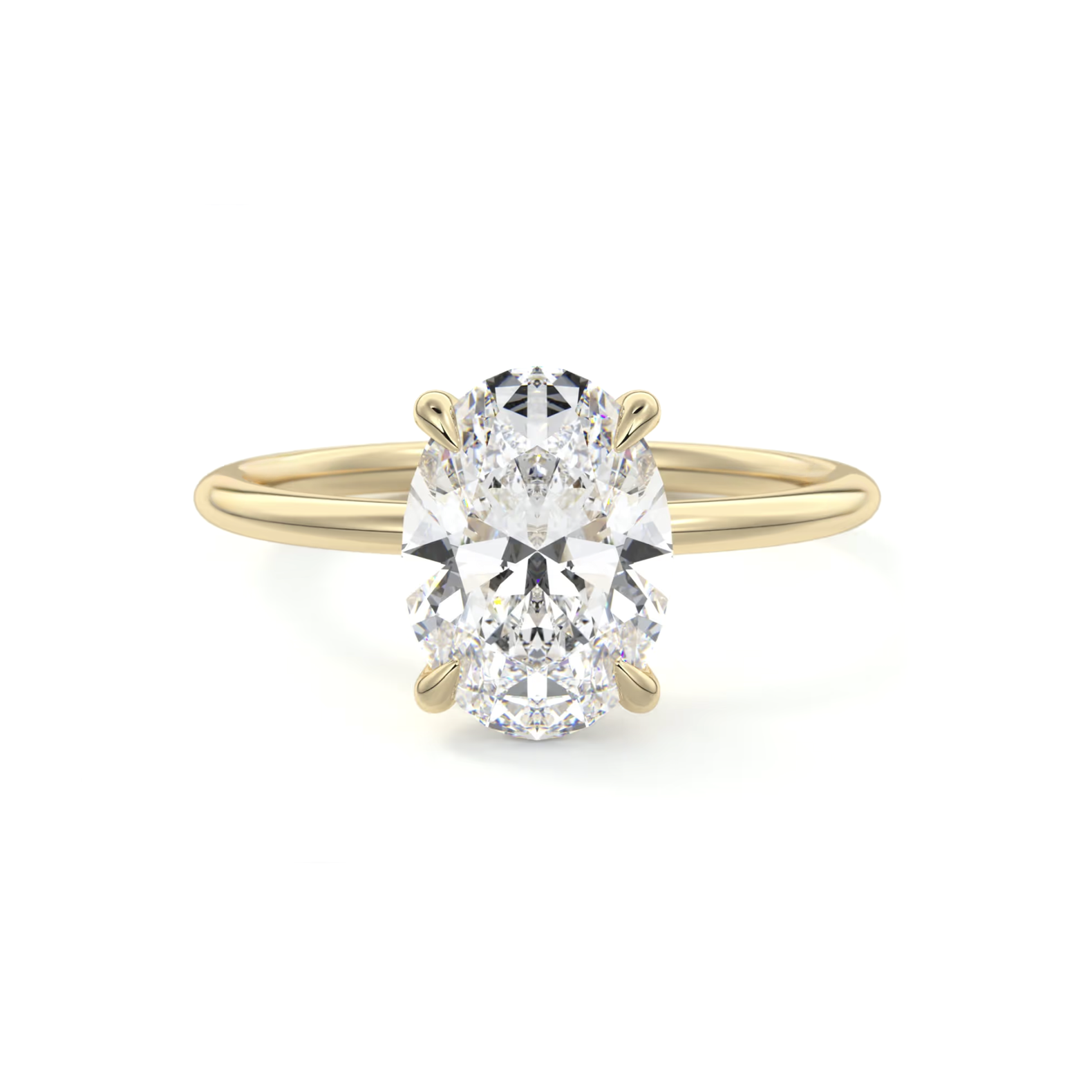 Engagement Ring Carat Low Profile Oval Cut Solitaire Setting Hidden Halo