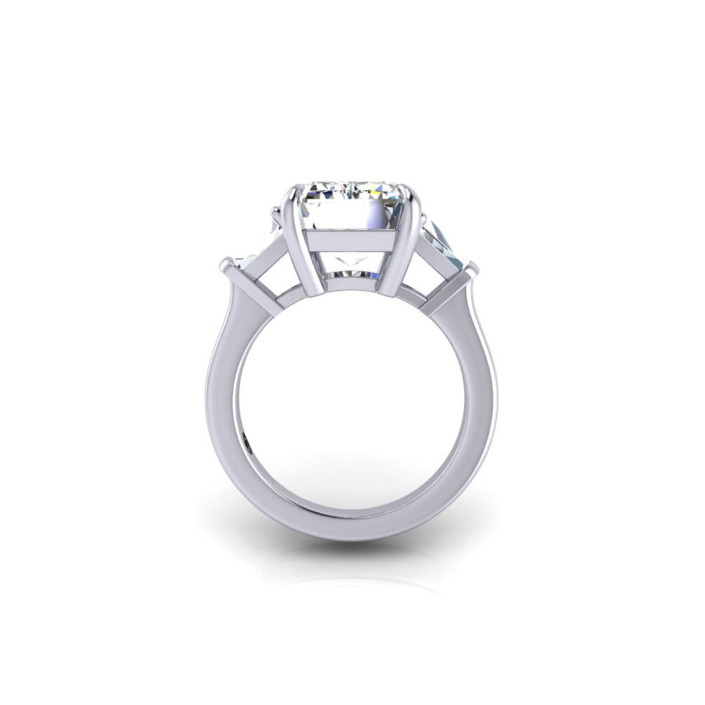 8 Carat Emerald Three Stone Diamond Ring