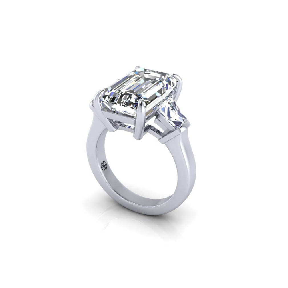 8 Carat Emerald Three Stones Diamond Ring