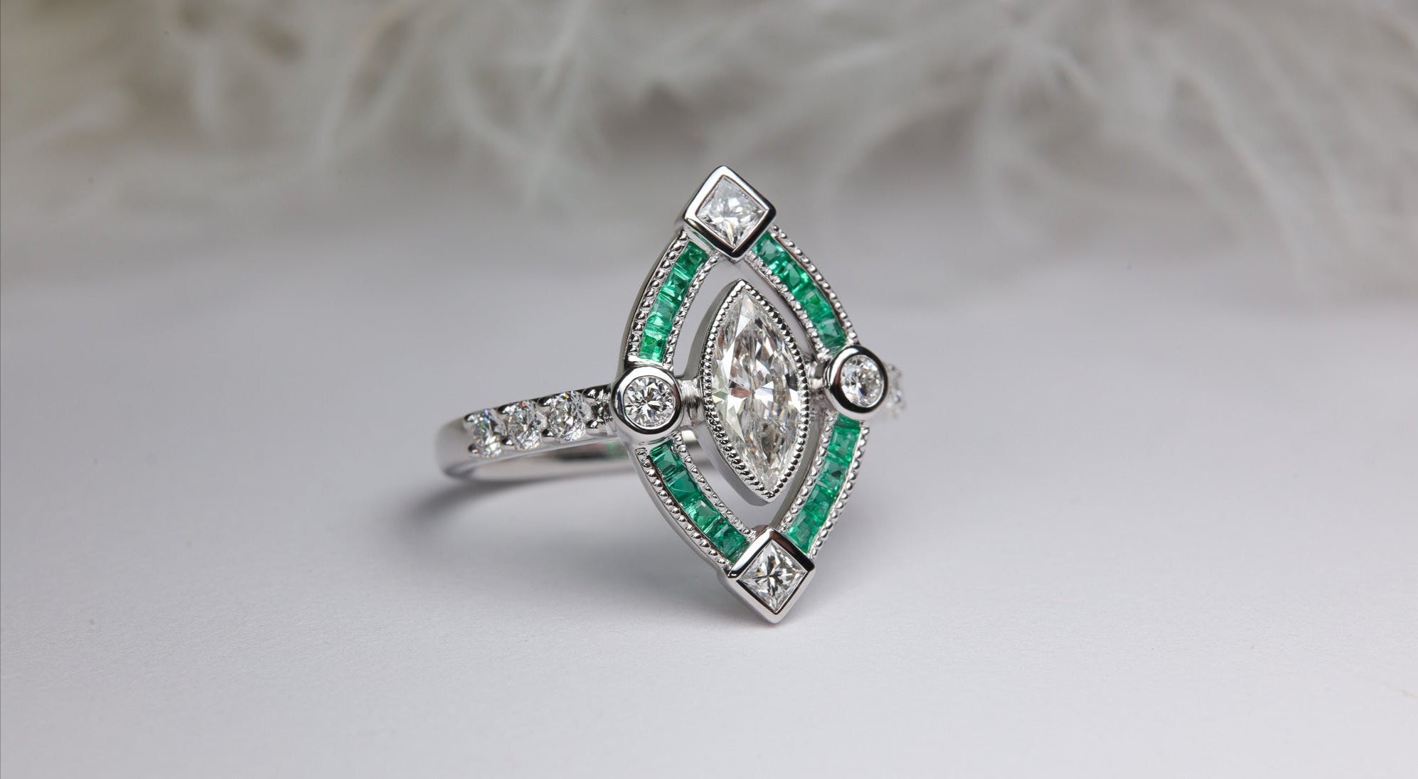 Art Deco Colombian Emeralds Ring