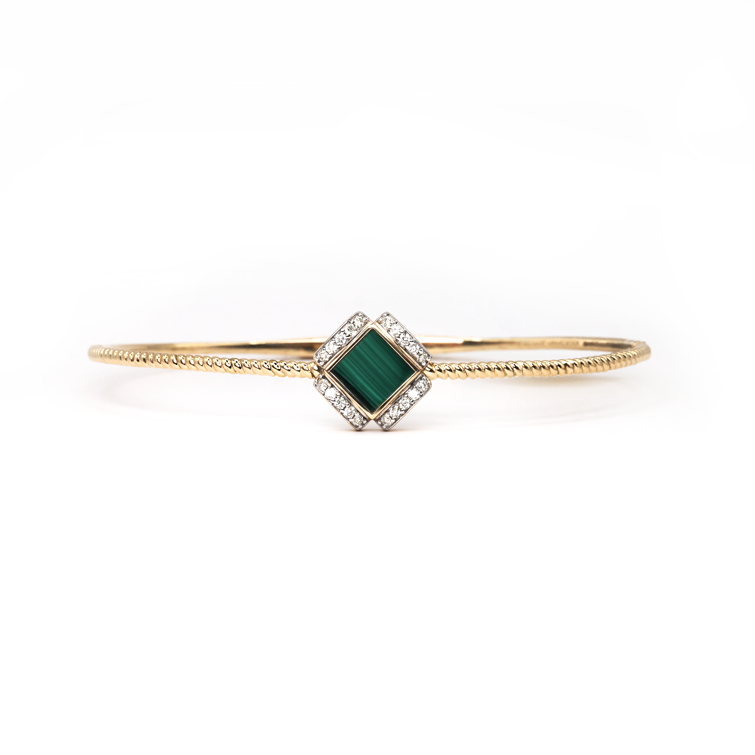Malachite Emerald and Diamond Flexible Bangle