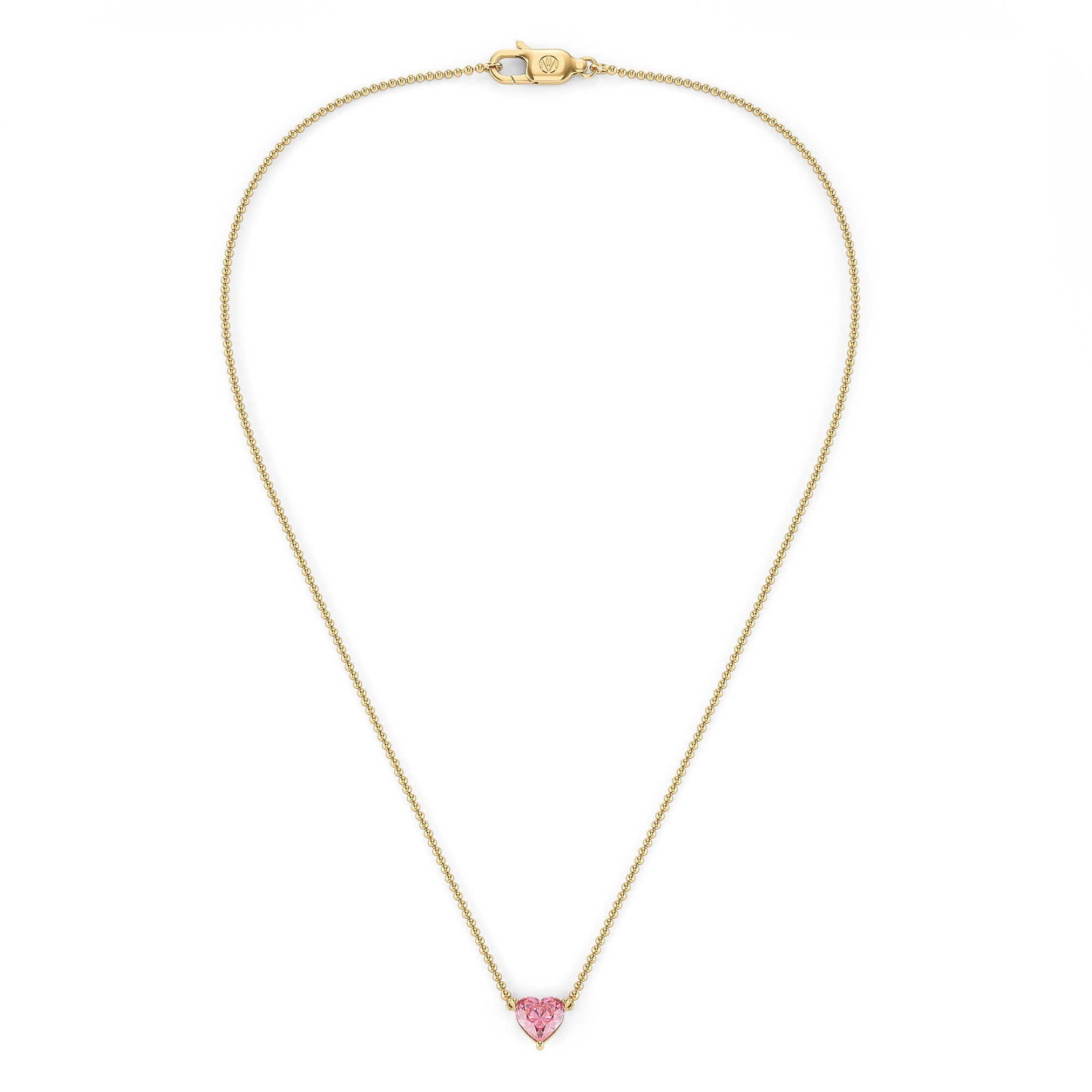 Heart Diamond Necklace 1 Carat Ball Chain