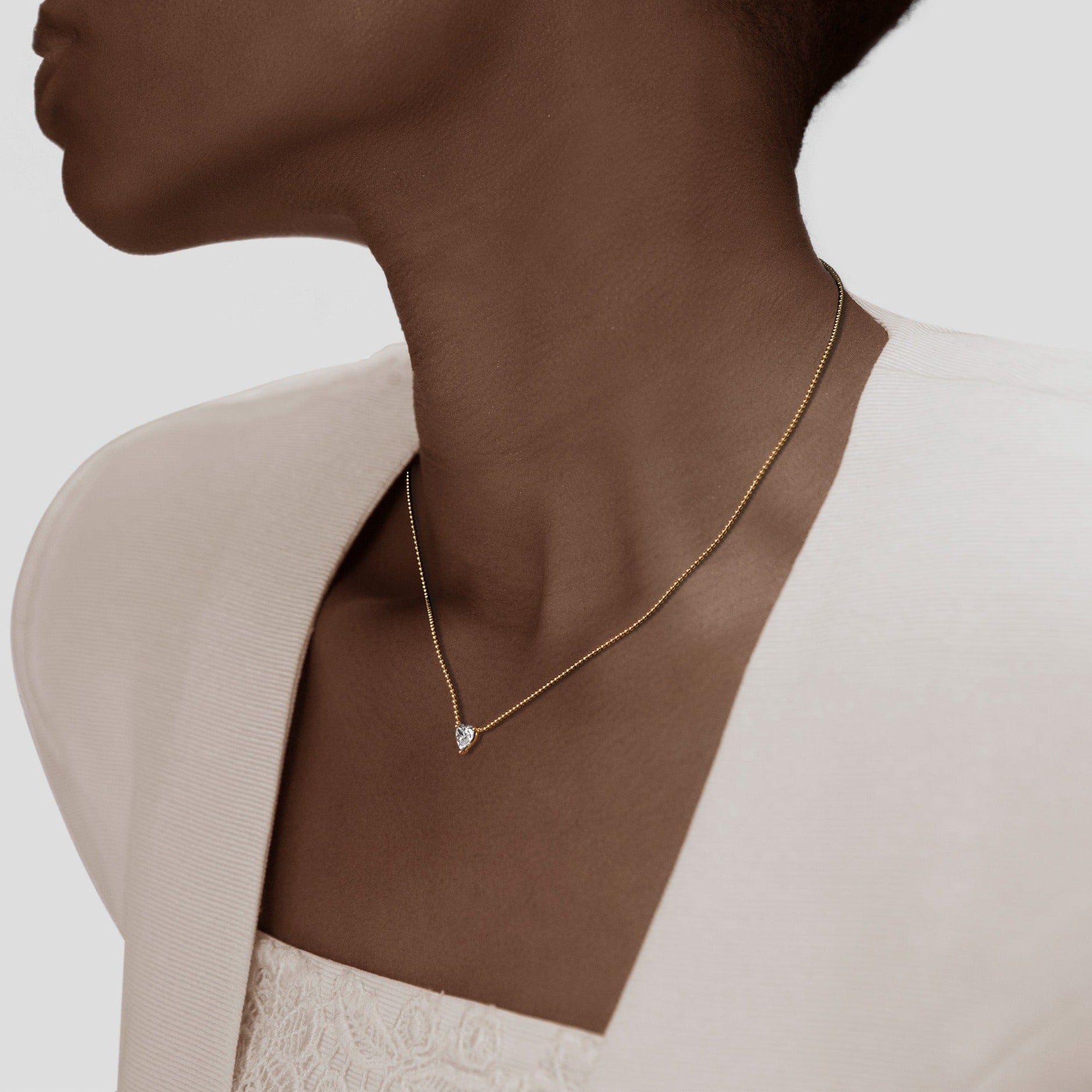 Heart Diamond Necklace 1 Carat Ball Chain