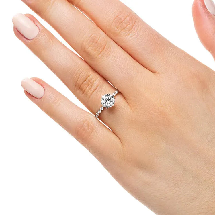 Engagement Ring 1 Carat Round Lab Diamond Bubble Pave Setting