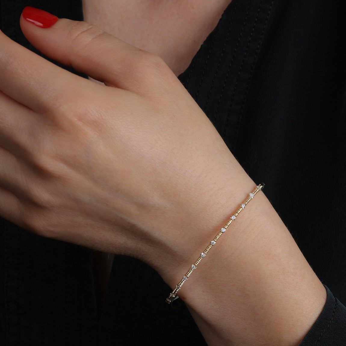Diamond Flexible Bangle Bracelet