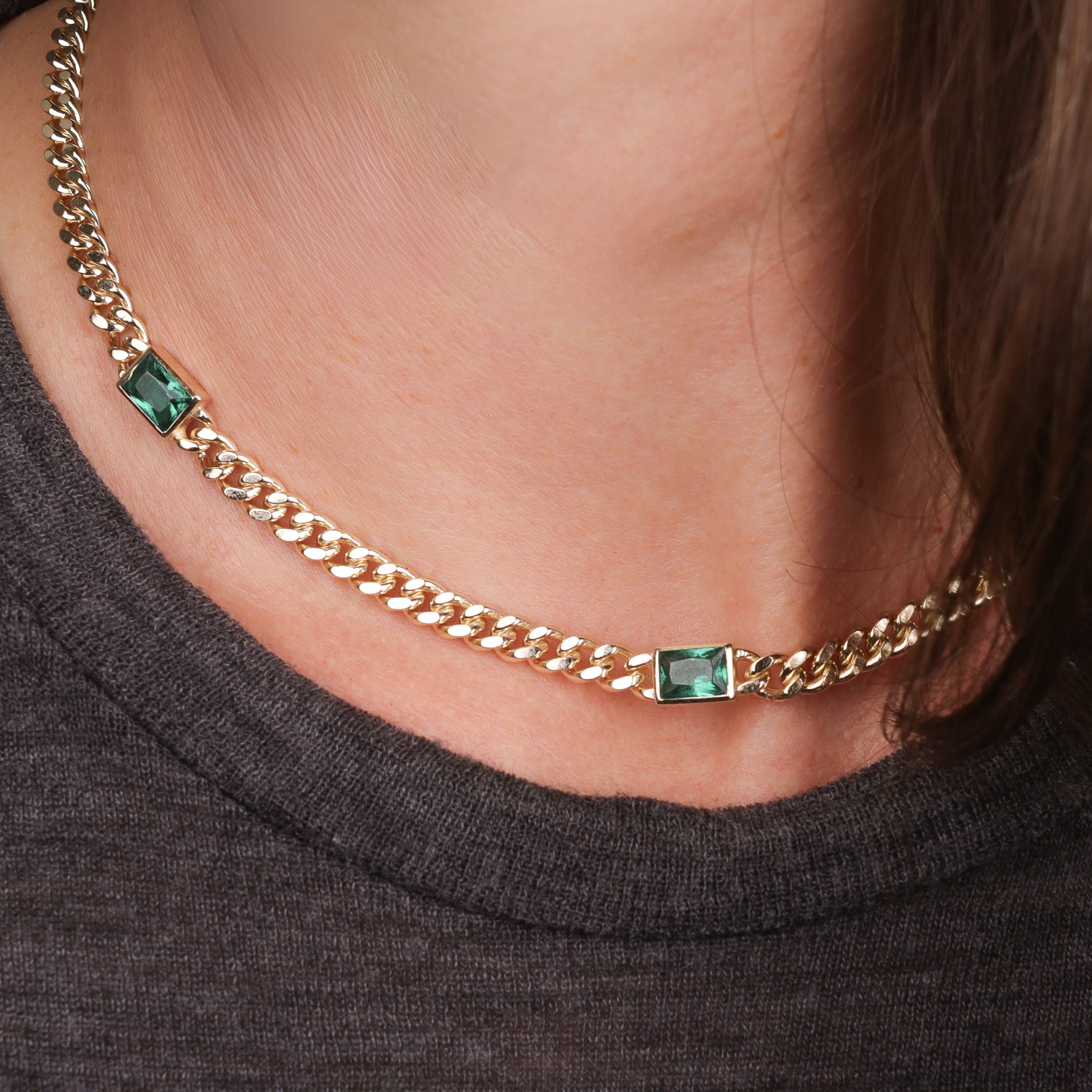 Emerald thick cuban chain