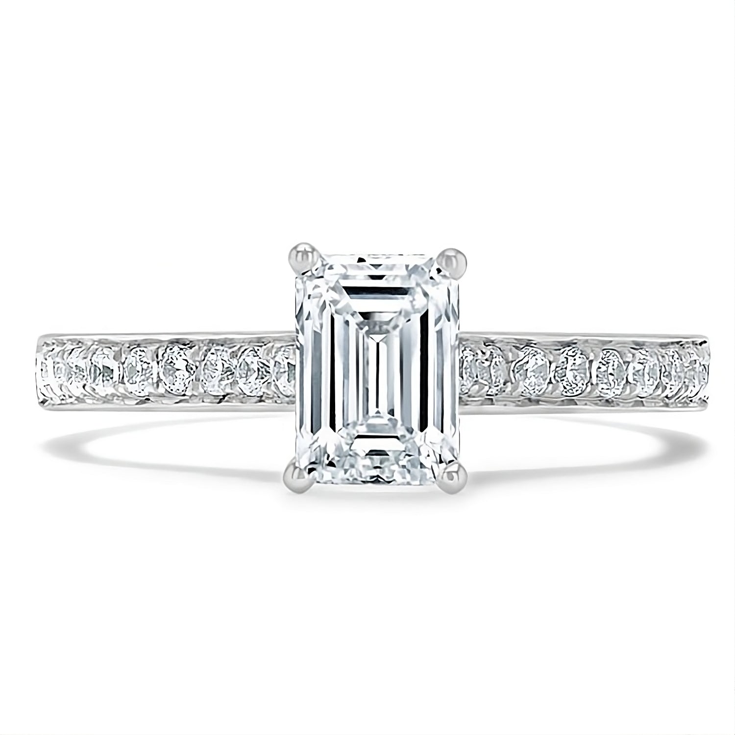 Engagement Ring 1 Carat Emerald Cut Lab Diamond Channel Setting