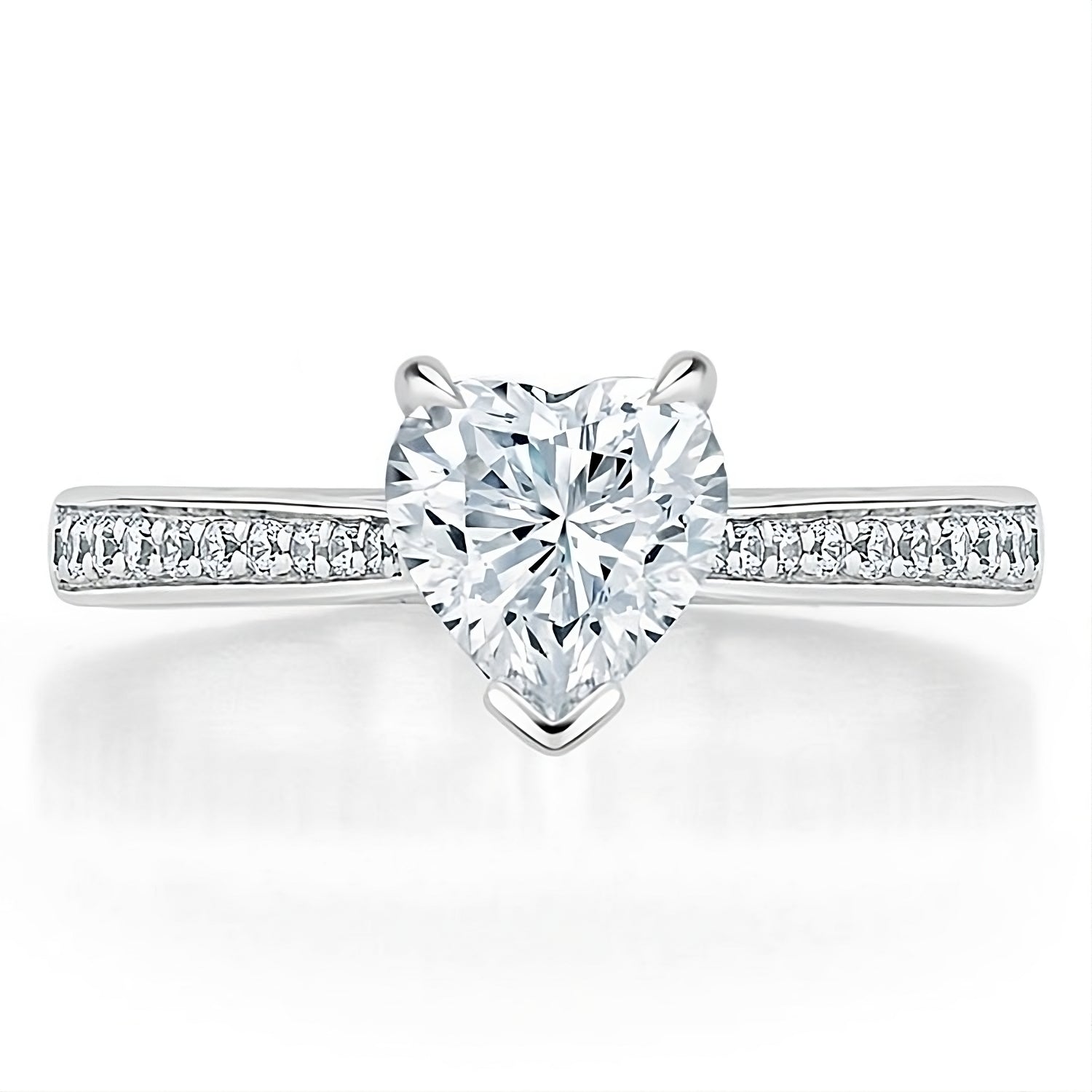 Engagement Ring 1 Carat Heart Lab Diamond And Channel Band