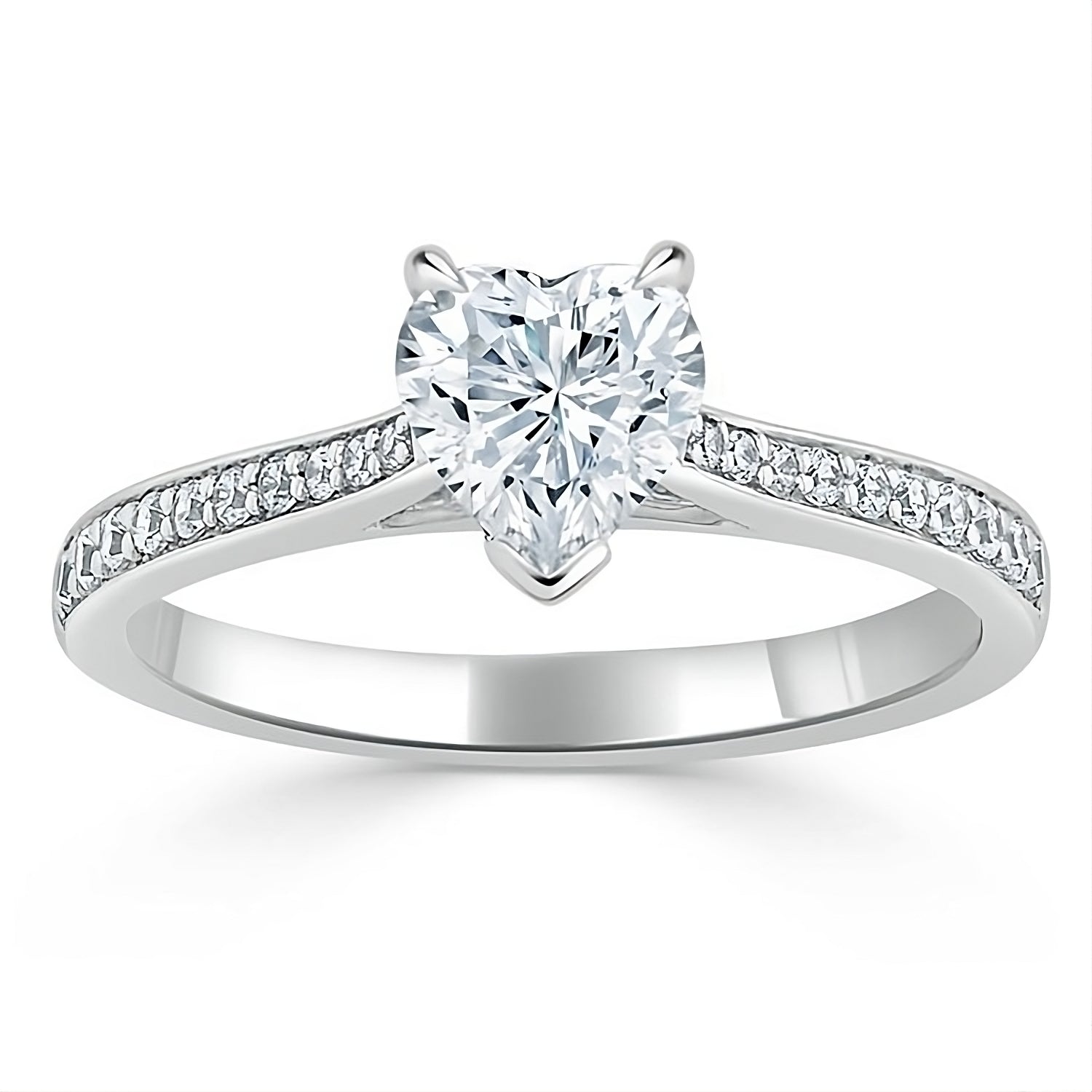 Engagement Ring 1 Carat Heart Lab Diamond And Channel Band