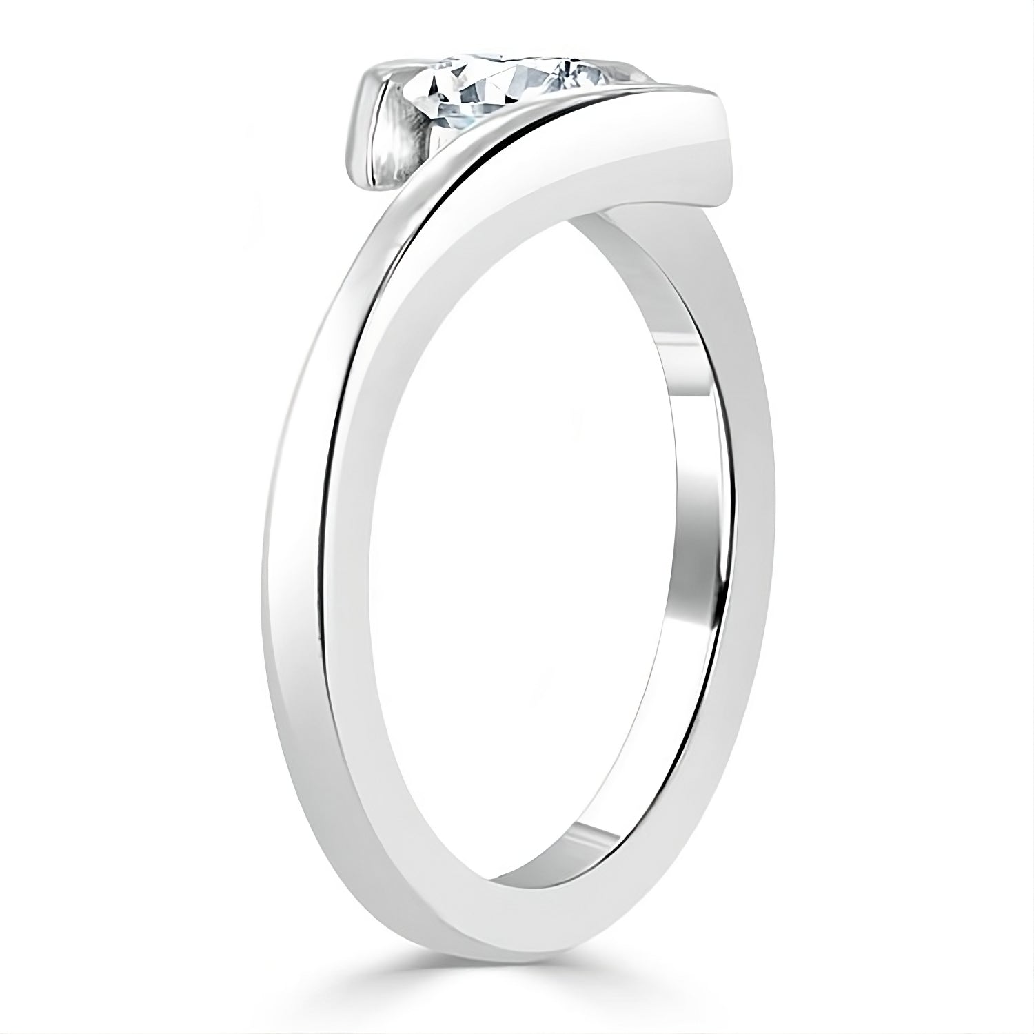 Engagement Ring 1 Carat Oval Cut Lab Diamond Unique Tension Style Band