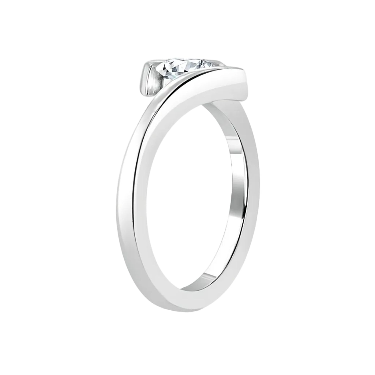 Engagement Ring 1 Carat Oval Cut Lab Diamond Unique Tension Style Band