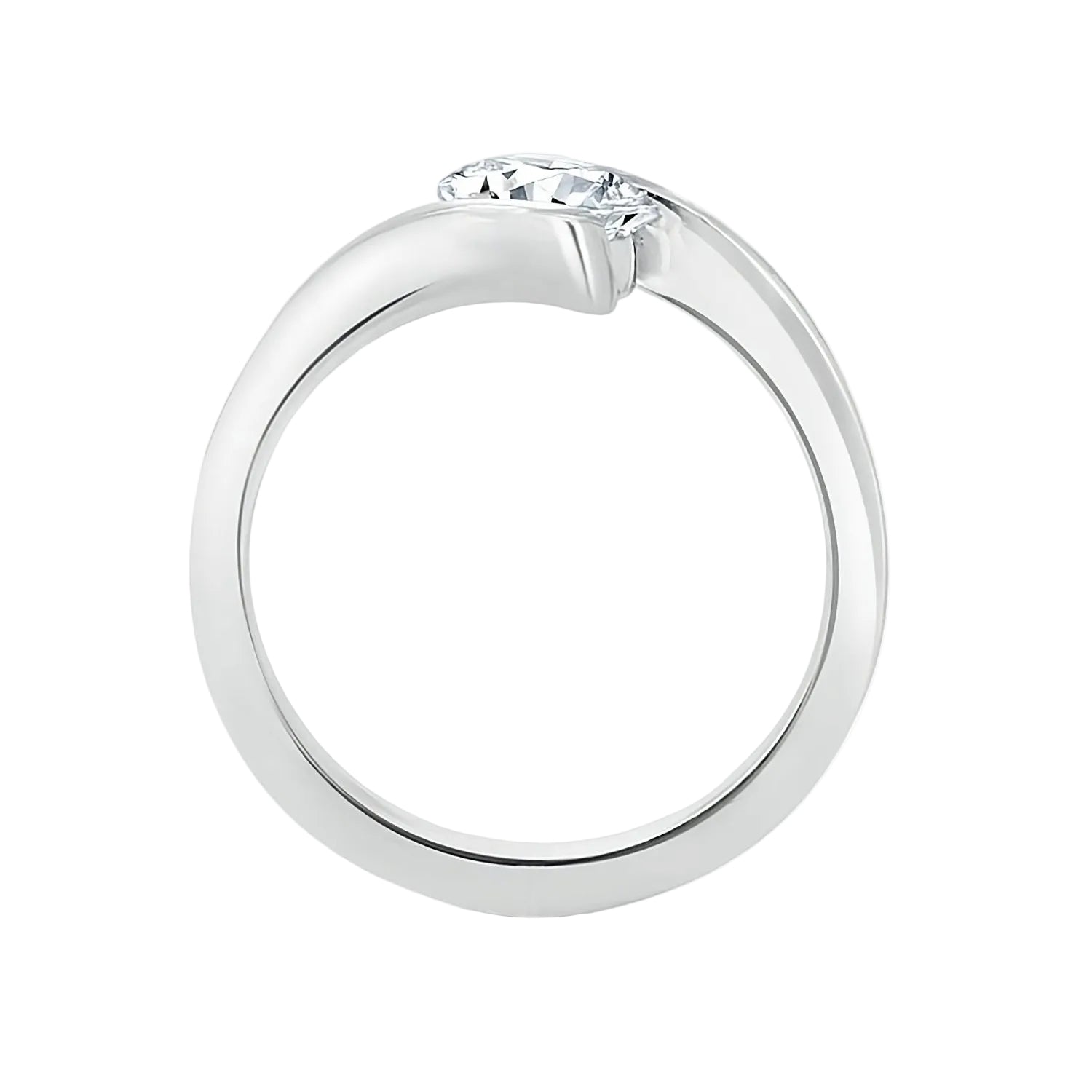 Engagement Ring 1 Carat Oval Cut Lab Diamond Unique Tension Style Band