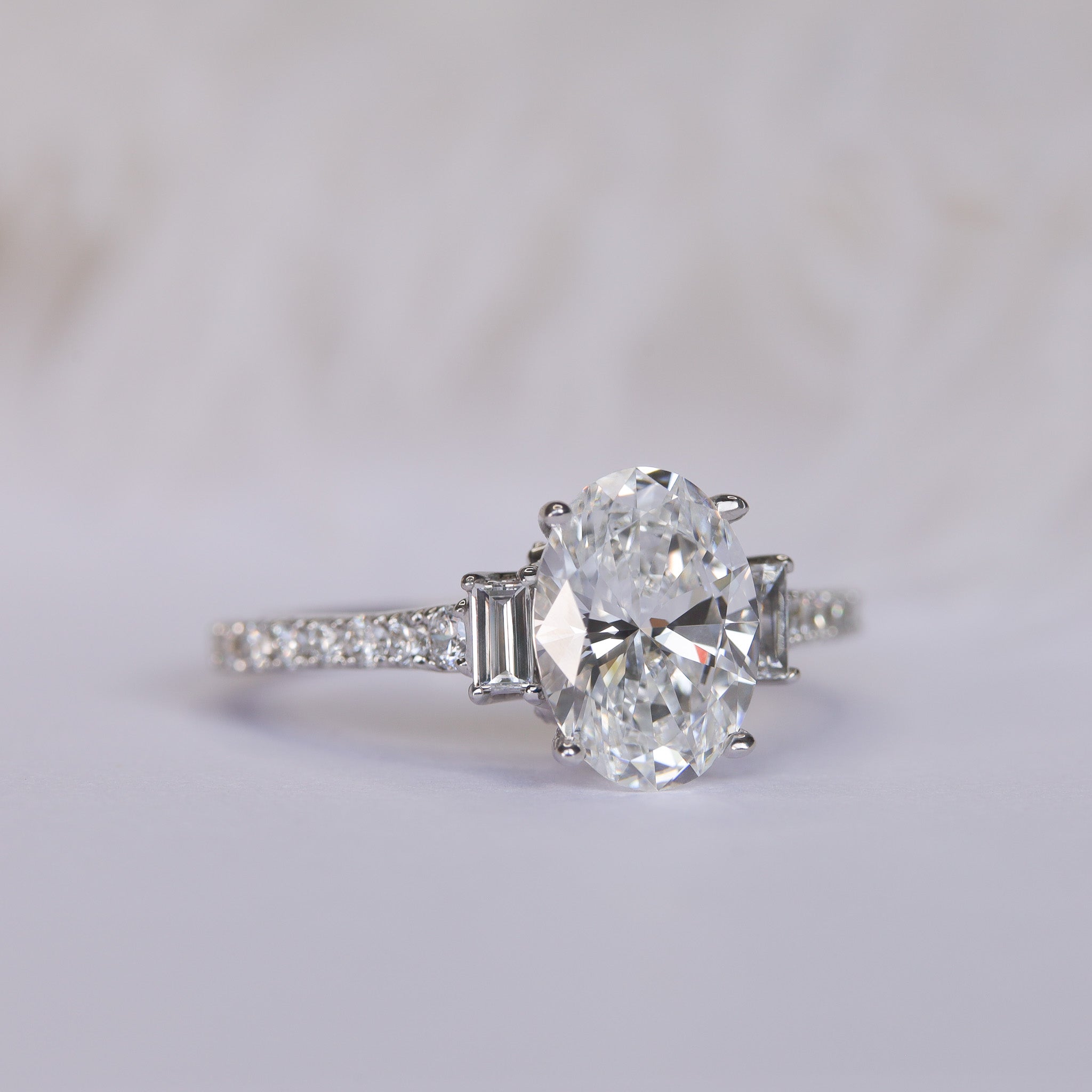 Engagement Ring 2 Carat Oval French Pave Floral