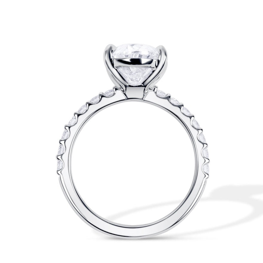 Custom Engagement Ring 3 Carat Oval Cut Lab Diamond Pave Setting