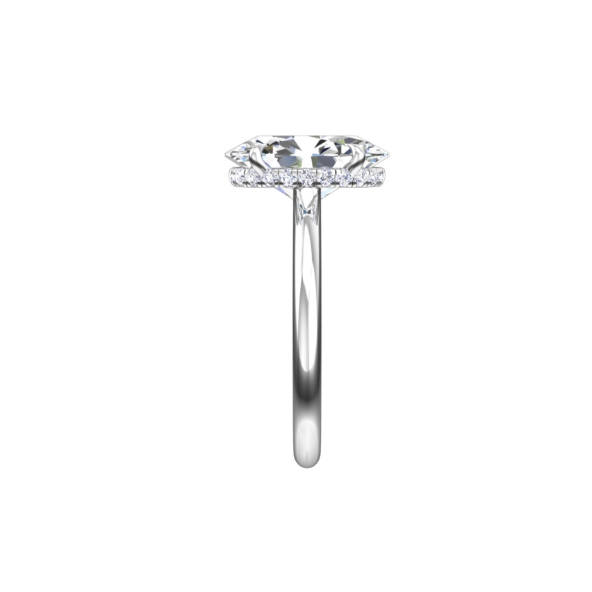 Engagement Ring Low Profile Oval Cut Solitaire Setting Hidden Halo