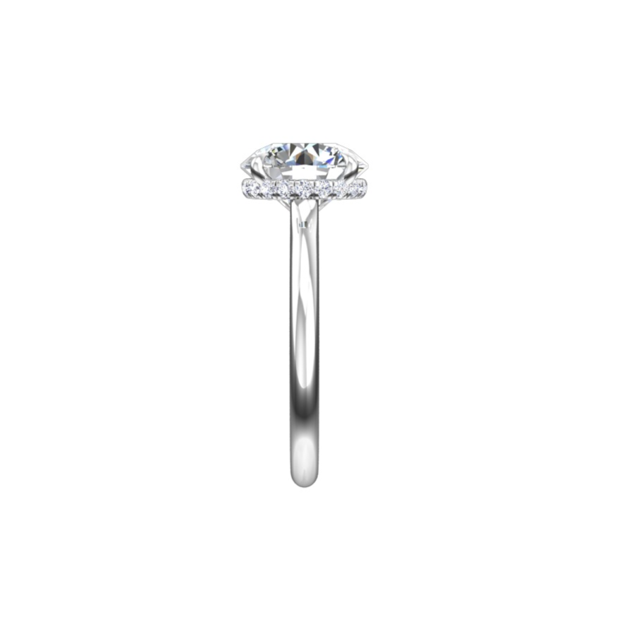 Engagement Ring Low Profile Round Cut Solitaire Setting Hidden Halo