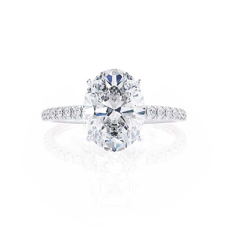 Engagement Ring 3 Carat Oval Cut Lab Diamond Pave Setting