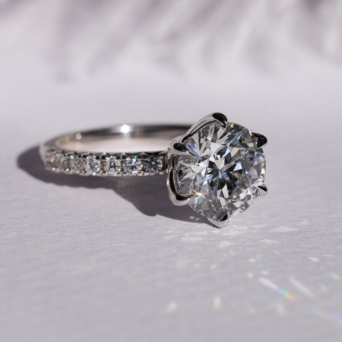Engagement Ring Petal Basket with French Pave