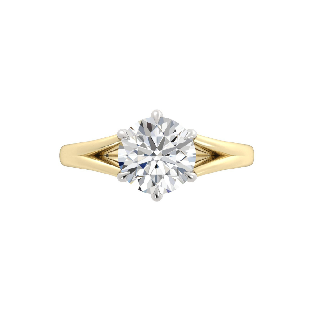 Engagement Ring Split Shank Two Tone Round Diamond