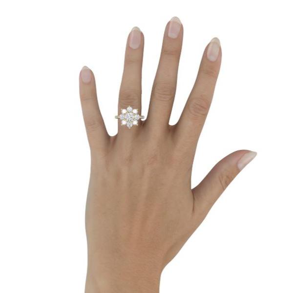 Engagement Ring 1 Carat Round Lab Diamond Halo Flower Pave Band