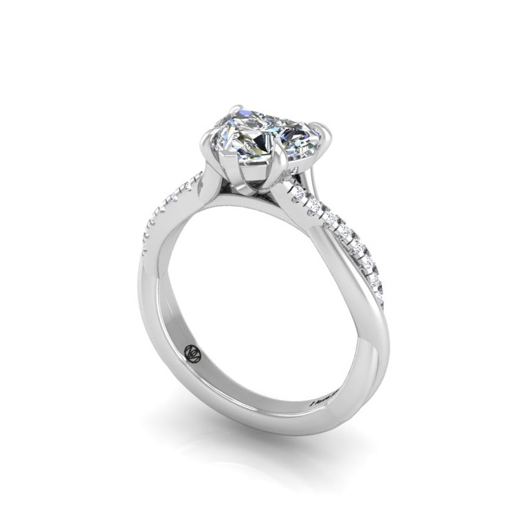 Engagement Ring Heart Diamond Twisted Band