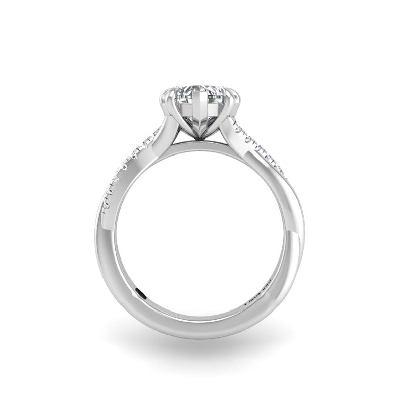 Engagement Ring Heart Diamond Twisted Band