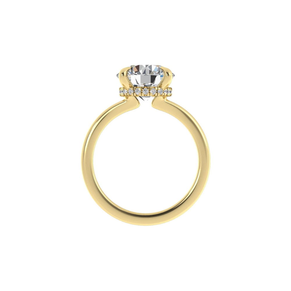 Engagement Ring Low Profile Carat Round Cut Solitaire Setting Hidden Halo Closed Bridge