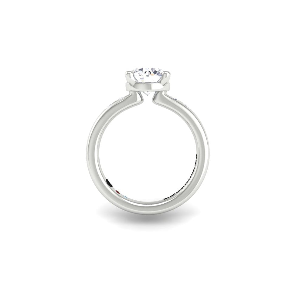 Engagement Ring Low profile Round Diamond Side Stones Flush