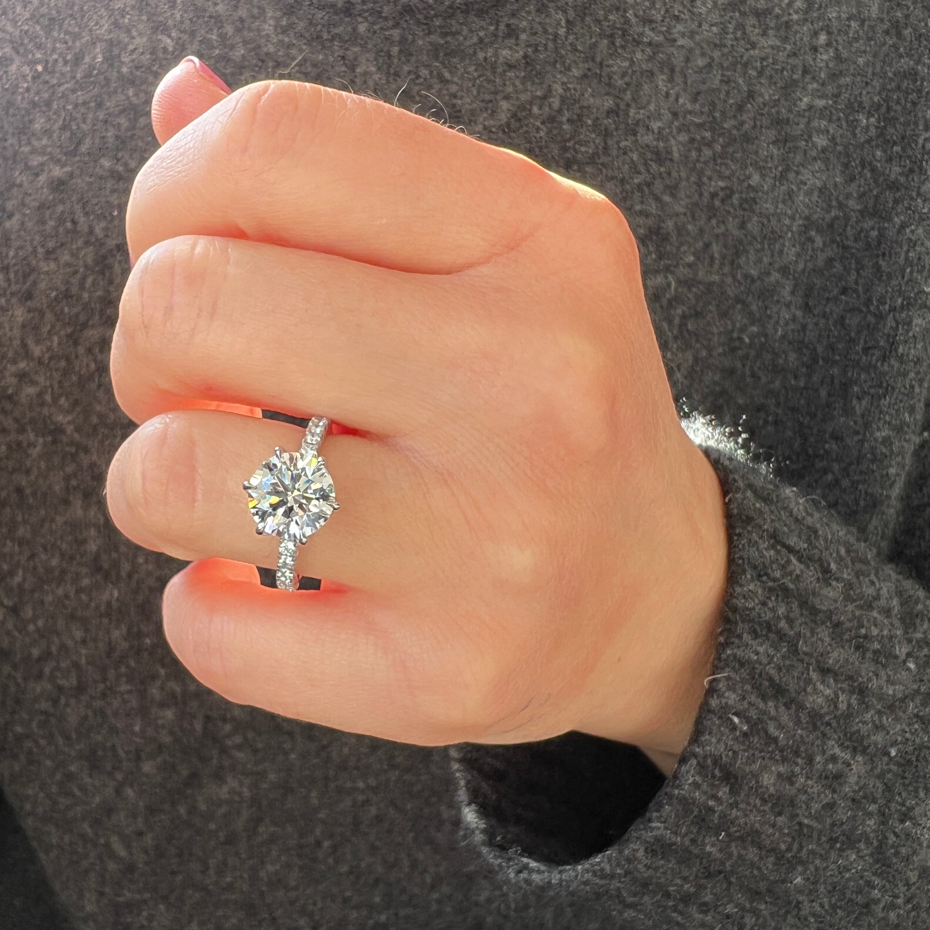 Engagement Ring Petal Basket with French Pave