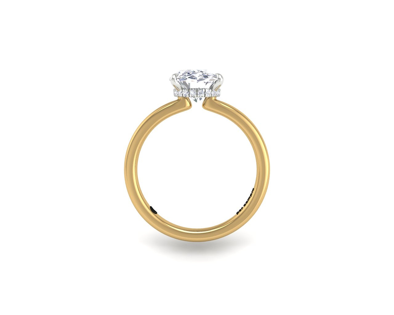 Engagement Ring 3 Carat Oval Solitaire Hiden Halo Two Tone - Custom Andrey