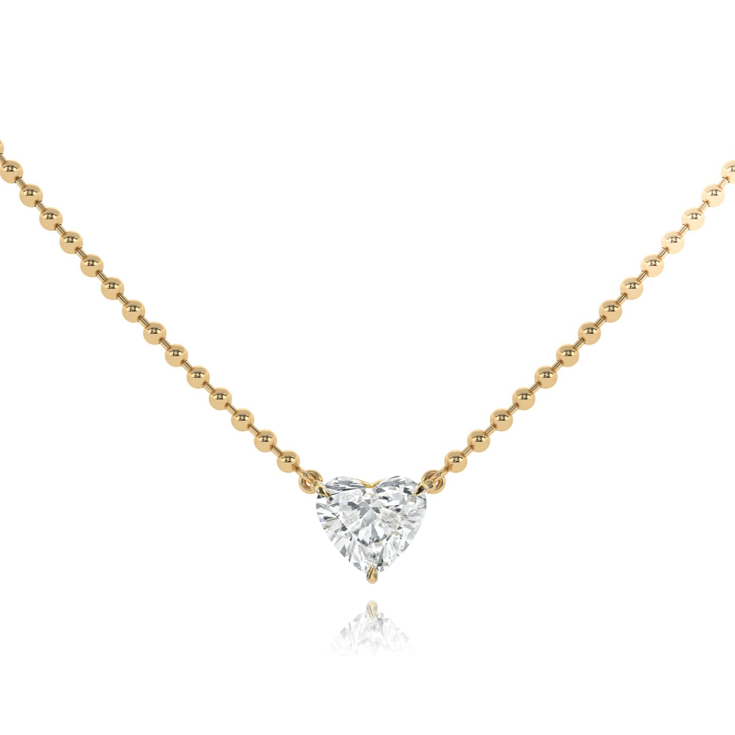 Heart diamond ball chain necklace