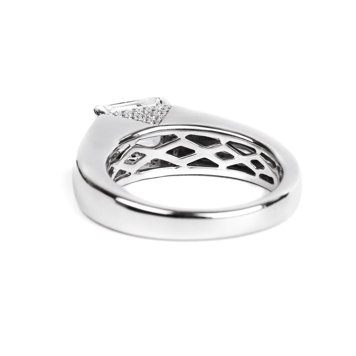 Love Manifesto Band Emerald Cut Diamond V Pave Unisex Back