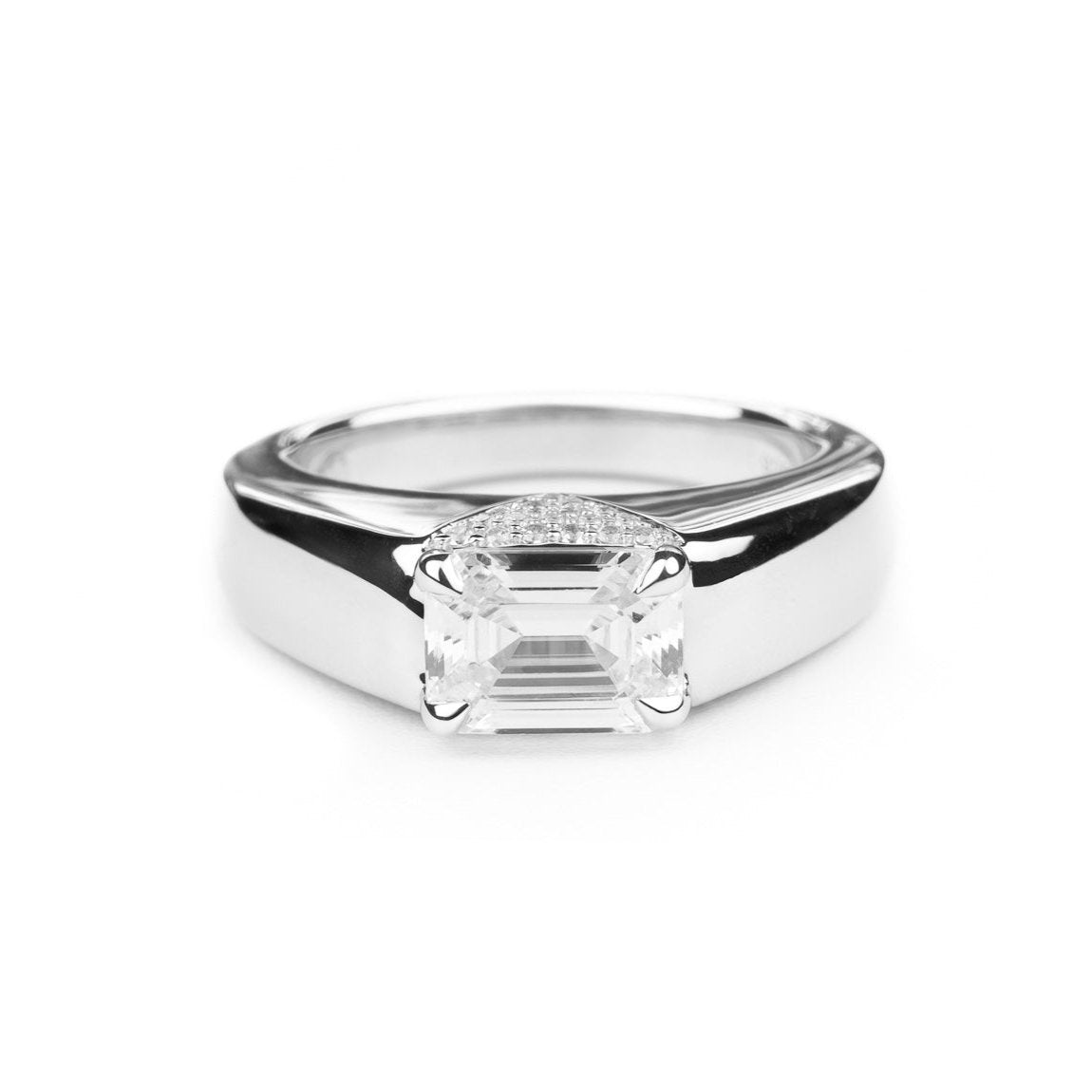 Love Manifesto Band Emerald Cut Diamond V Pave Unisex