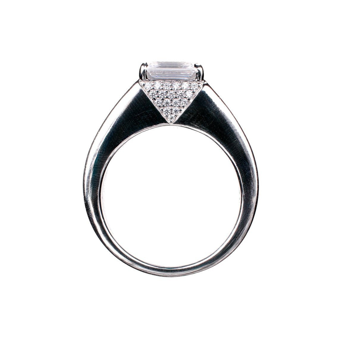 Love Manifesto Band Emerald Cut Diamond V Pave Unisex Back