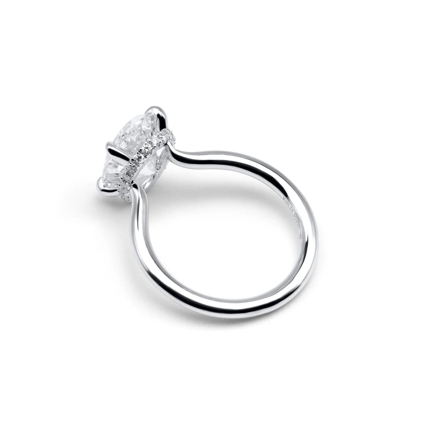 Engagement Ring Low Profile Carat Round Cut Solitaire Setting Hidden Halo open Bridge