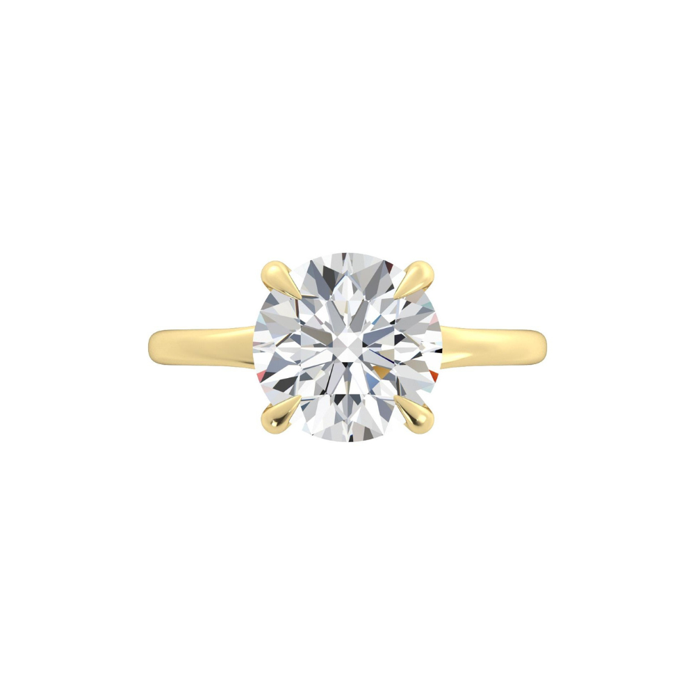 Engagement Ring Low Profile Carat Round Cut Solitaire Setting Hidden Halo Closed Bridge