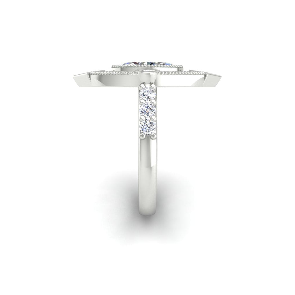 Marquise Art Deco Ring Marquise Center And Natural Emerald