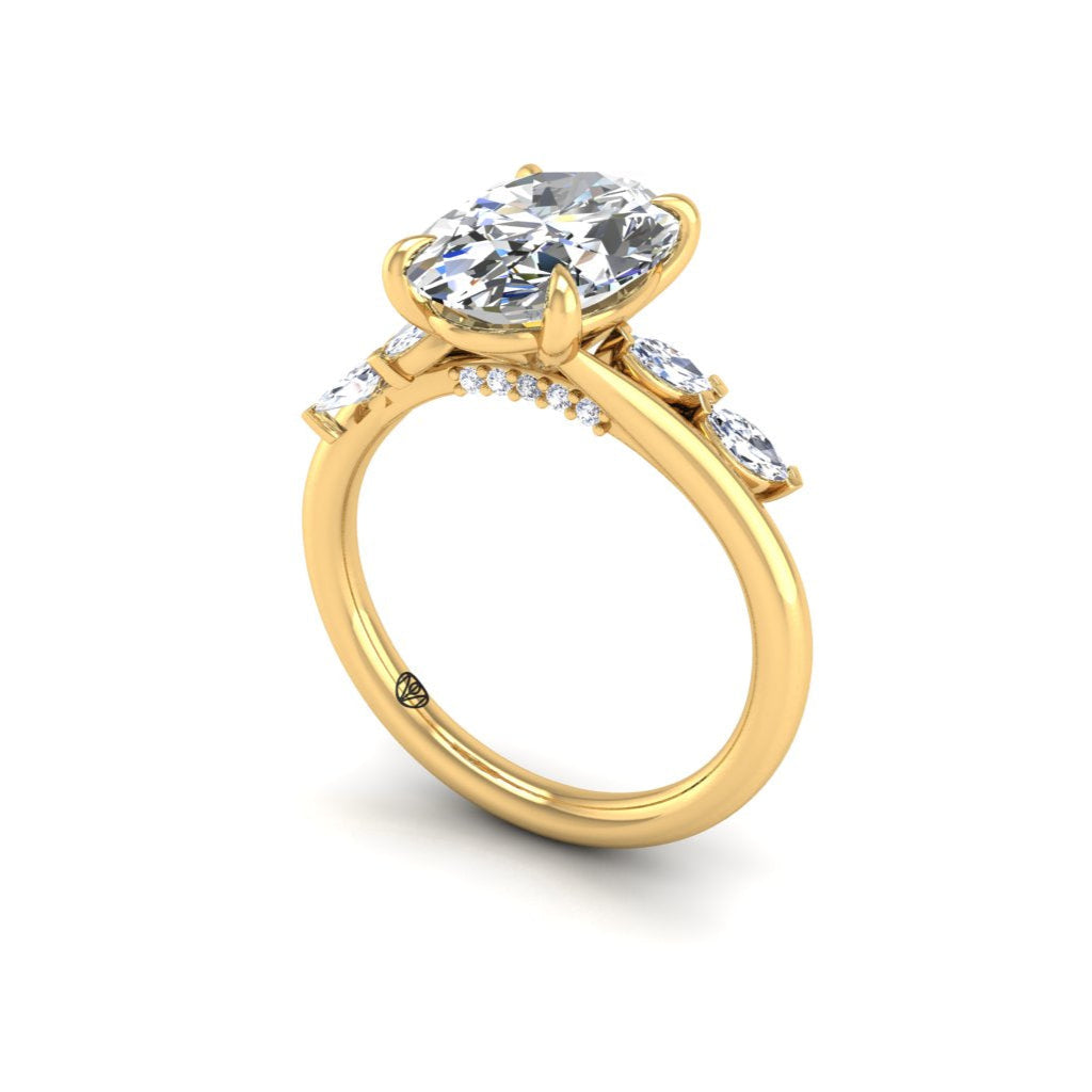 Oval 3 Carat Marquise side stones