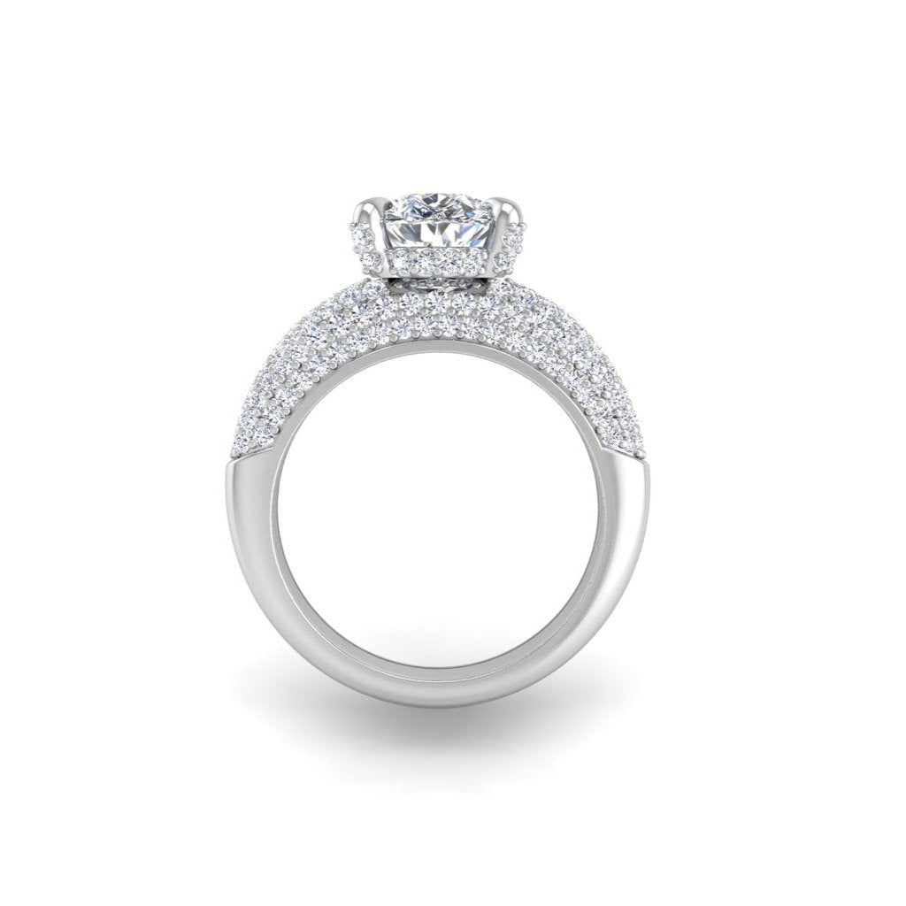 Pear Organique Ring 2 Carat Pear Diamond 360 Pave Band