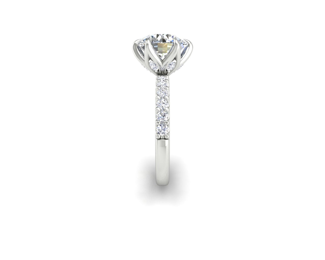 Engagement Ring Petal Basket French Pave Shank