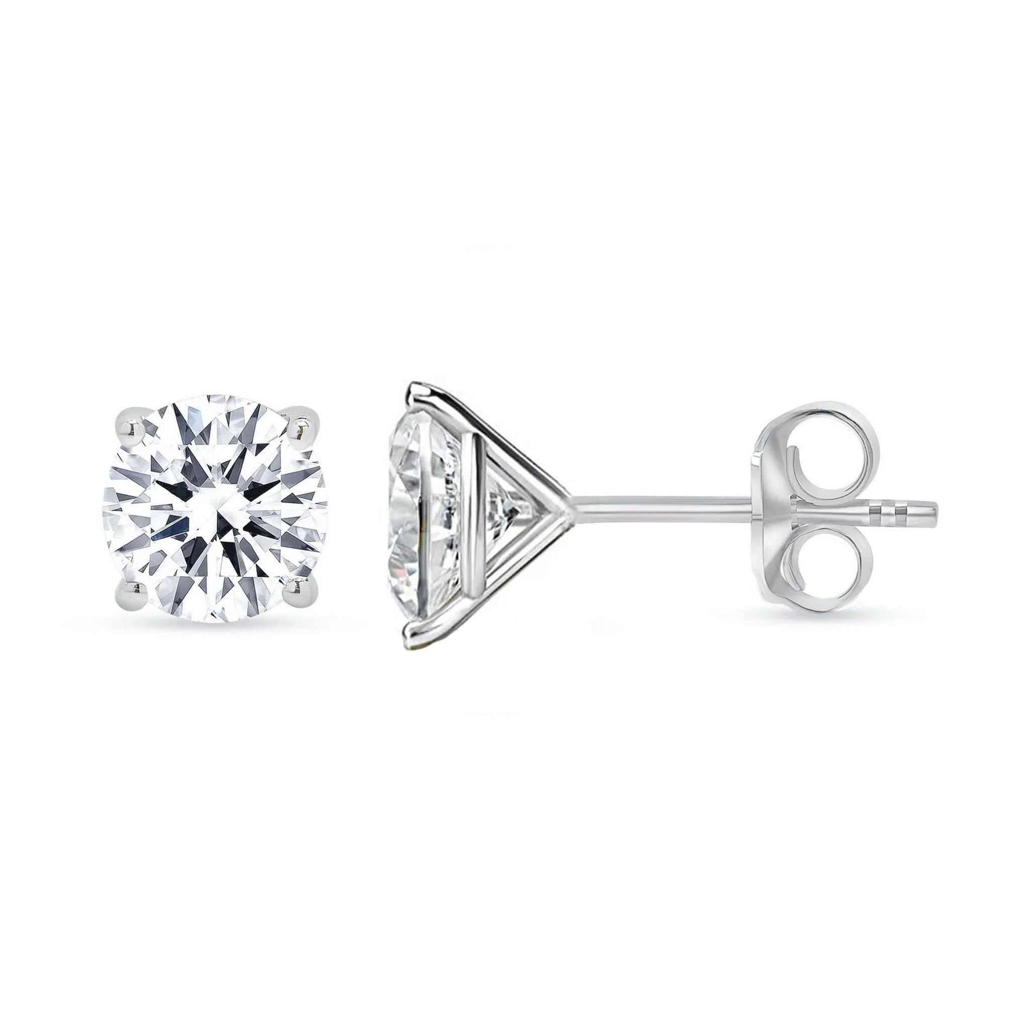 Round Diamond Studs 2, 3, 4 Carat White Gold