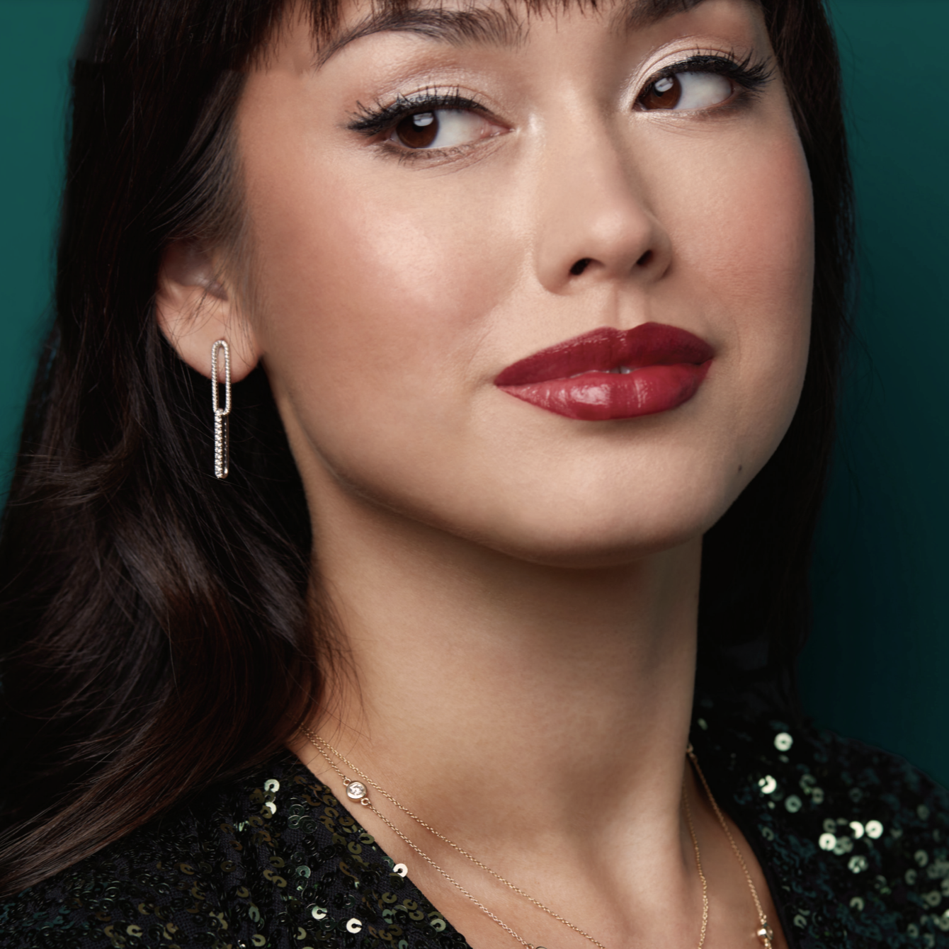 Diamond Elongated Link Earrings