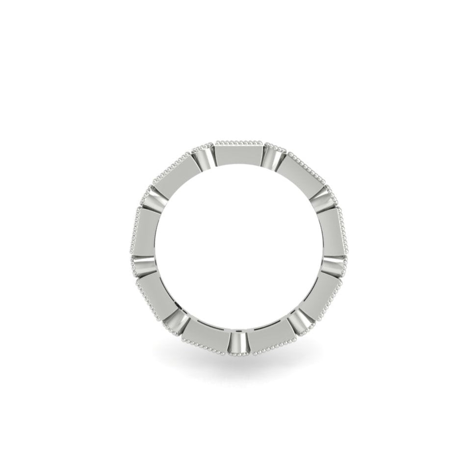 Stacking Eternity Wedding Band Art Deco Emerald and Round 2mm Wide