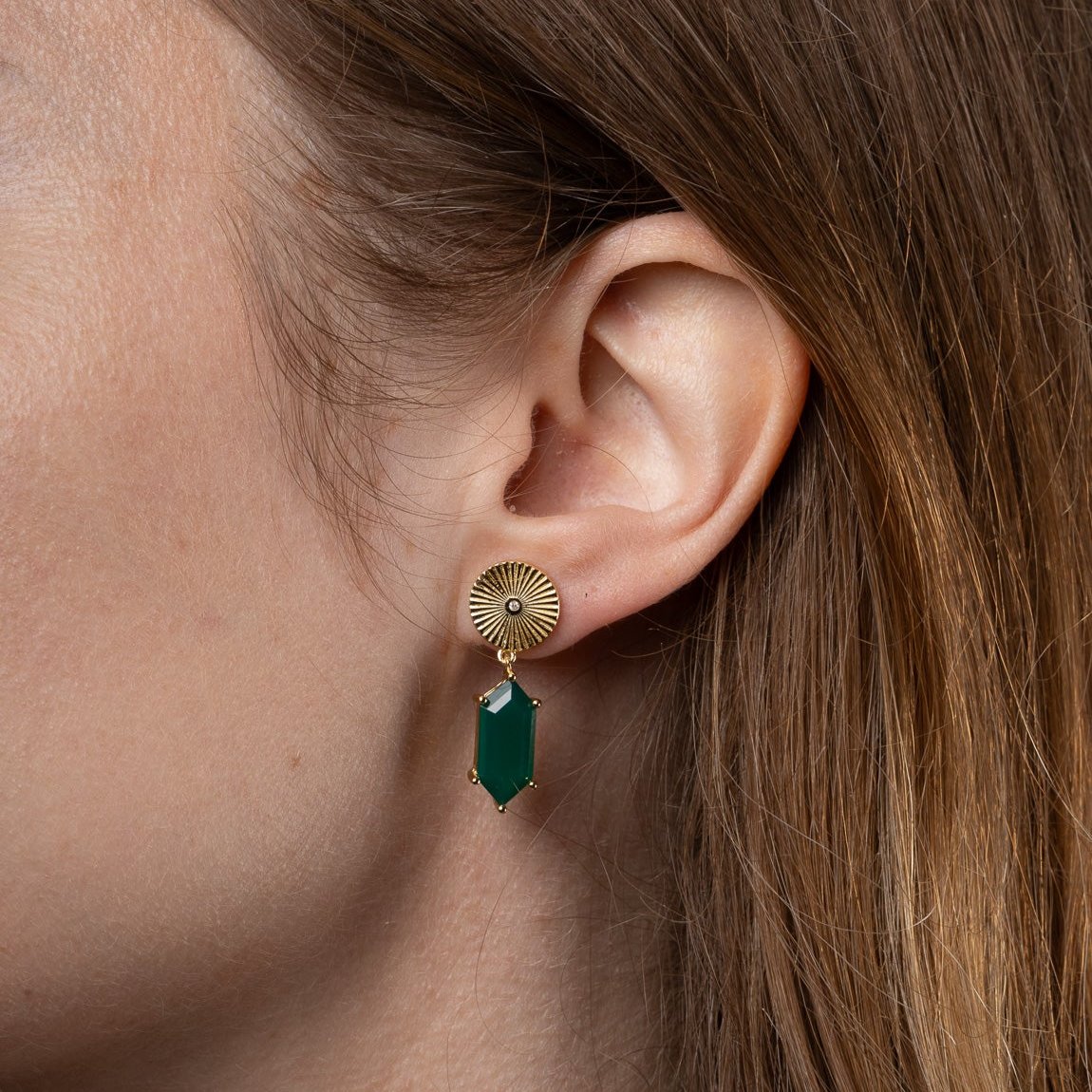 Sun Emerald and Diamond Dangle Earrings