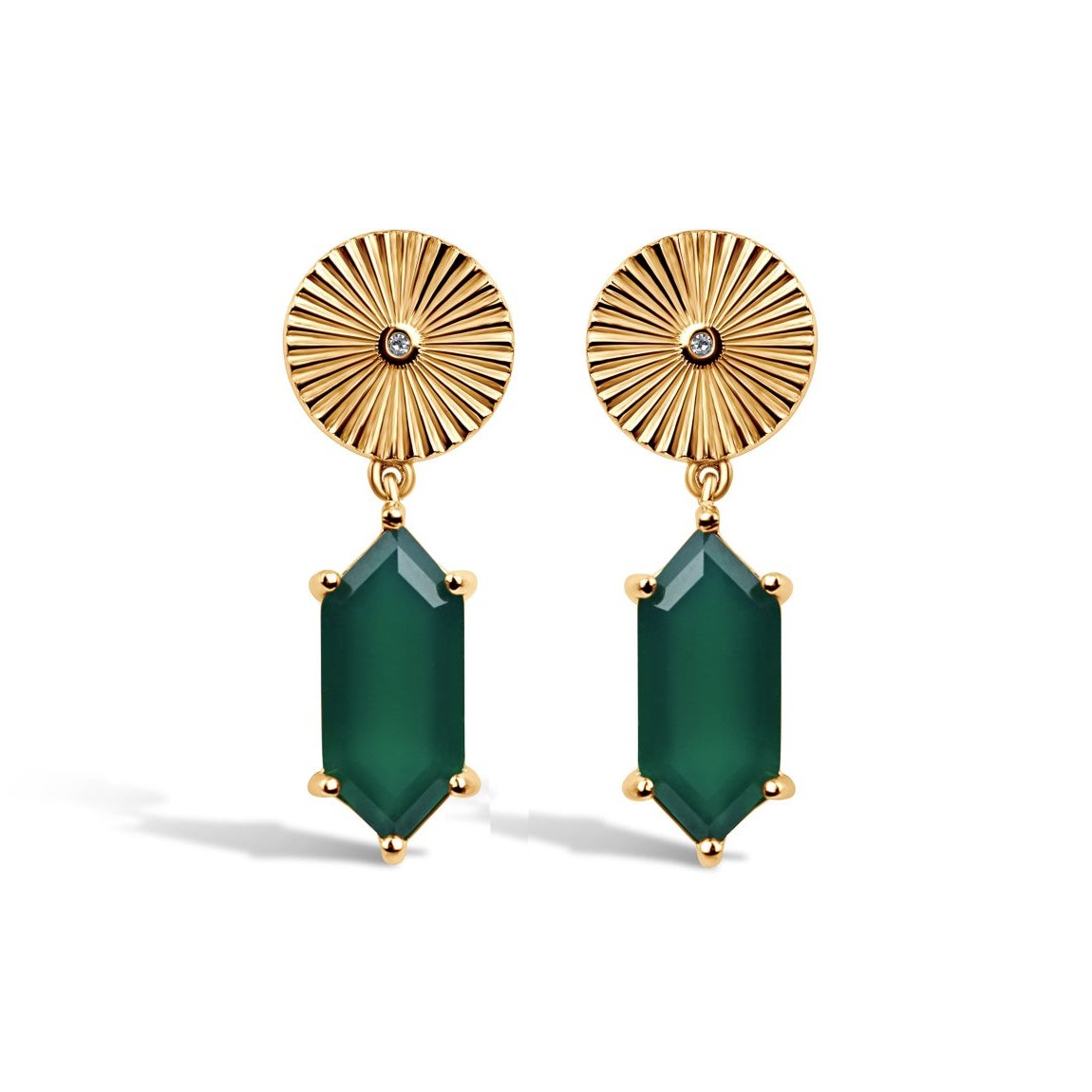 Sun Emerald and Diamond Dangle Earrings